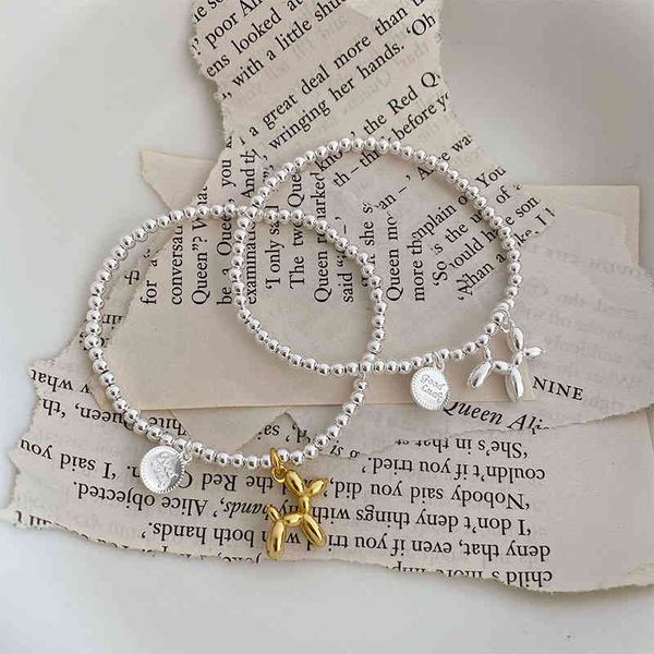 925 sterling silver letter brand puppy pendant bracelet female handmade beads chain lovely girl jewelry, Golden;silver
925 sterling silver letter brand puppy pendant bracelet female handmade beads chain lovely girl jewelry, Golden;silver