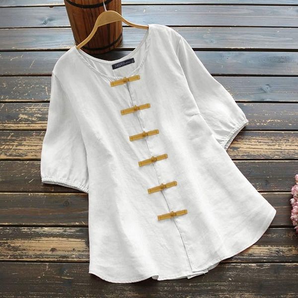 2021 summer cotton linen shirts zanzea vintage solid plate buttons blusas women casual o neck short sleeve blouse female tunic, White
2021 summer cotton linen shirts zanzea vintage solid plate buttons blusas women casual o neck short sleeve blouse female tunic, White