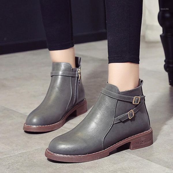 dwayne autumn boots female round toe ankle boots side zipper double belt buckle ladies short low heel women's shoes1, Black
dwayne autumn boots female round toe ankle boots side zipper double belt buckle ladies short low heel women's shoes1, Black
