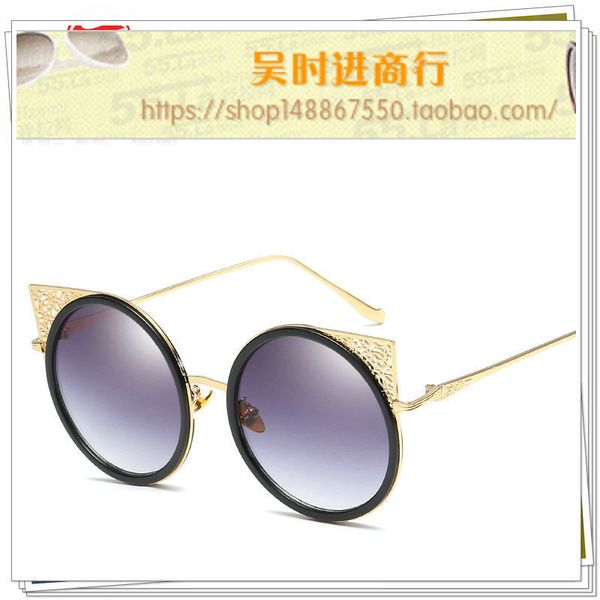 women's personalized fashion metal engraved sunglasses cat's eye pc, White;black 
women's personalized fashion metal engraved sunglasses cat's eye pc, White;black