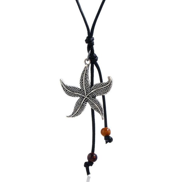 fashion vintage pendant necklace retro metal starfish star charm statement long leather rope sweater chain handmade jewelry gift, Silver
fashion vintage pendant necklace retro metal starfish star charm statement long leather rope sweater chain handmade jewelry gift, Silver
