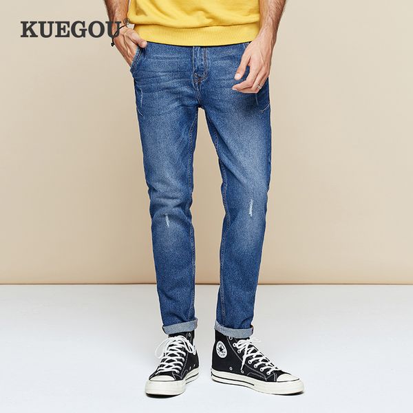 kuegou brand men's jeans fashion jeans spring autumn torn slim winter pants blue jeans pants blue kk-2976 q0105, Black;white
kuegou brand men's jeans fashion jeans spring autumn torn slim winter pants blue jeans pants blue kk-2976 q0105, Black;white