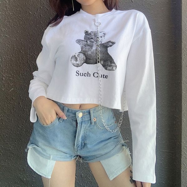 2020 leisure women's summer new simple fashion t-shirt wide delivery chain bear print long sleeve t-shirt vuvqv, White
2020 leisure women's summer new simple fashion t-shirt wide delivery chain bear print long sleeve t-shirt vuvqv, White
