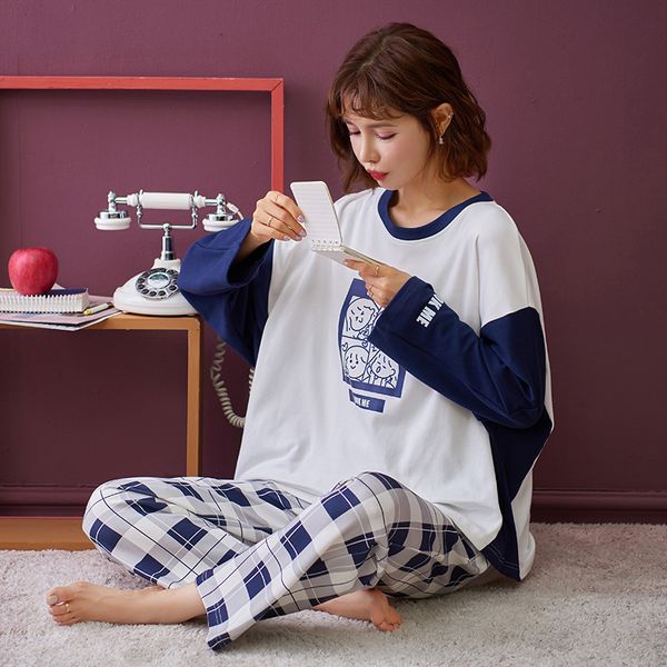 2021 new women's autumn spring pajama set cotton style plus size female homewear o neck long sleeve casual sleepwear vjxb, Black;red
2021 new women's autumn spring pajama set cotton style plus size female homewear o neck long sleeve casual sleepwear vjxb, Black;red