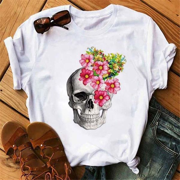 skull with floral printed tshirt cartoon tees kawaii t shirt women harajuku short sleeve funny ulzzang t-shirt female, White
skull with floral printed tshirt cartoon tees kawaii t shirt women harajuku short sleeve funny ulzzang t-shirt female, White