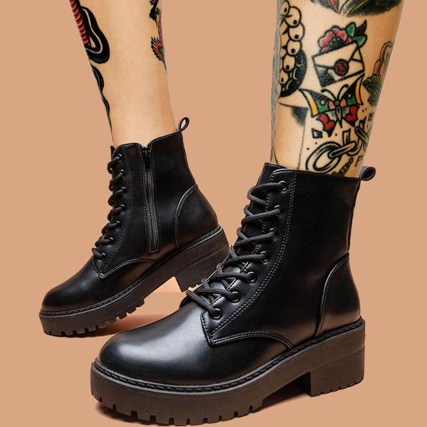 boots brand stylish high-quality shoelaces square heels cosy skidproof sole leisure work ankle booties women shoes, Black
boots brand stylish high-quality shoelaces square heels cosy skidproof sole leisure work ankle booties women shoes, Black