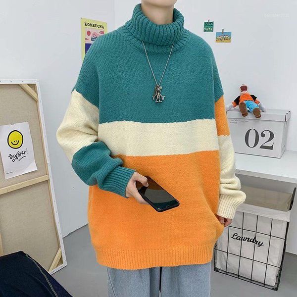 men's sweaters 2021 autumn winter ins korean high neck contrast pullover sweater thickened holiday smart casual preppy style kpop1, White;black
men's sweaters 2021 autumn winter ins korean high neck contrast pullover sweater thickened holiday smart casual preppy style kpop1, White;black