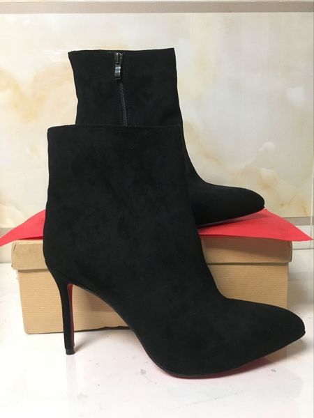 women shoes paris womens red bottom boot ankle shoes booty fashion women suede leather high heels size 35-43, Black
women shoes paris womens red bottom boot ankle shoes booty fashion women suede leather high heels size 35-43, Black