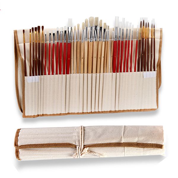 38Pcs/Set Paint Brushes with Canvas Bag Case Long Wooden Handle Synthetic Hair Art Supplies for Oil Acrylic Watercolor Painting
38Pcs/Set Paint Brushes with Canvas Bag Case Long Wooden Handle Synthetic Hair Art Supplies for Oil Acrylic Watercolor Painting