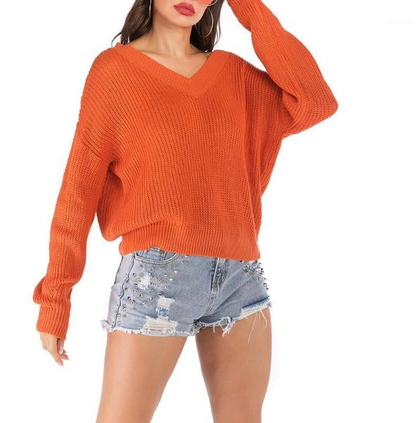 autumn orange bright knitted sweater women pullover solid pullover long sleeve v-neck back lace up truien dames#y31, White;black
autumn orange bright knitted sweater women pullover solid pullover long sleeve v-neck back lace up truien dames#y31, White;black