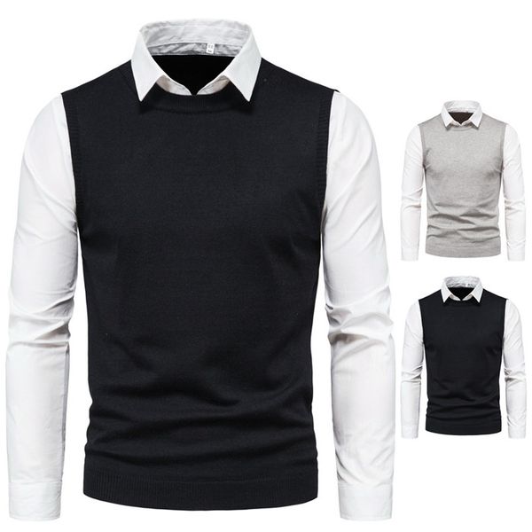 slim mens fake two sweaters long sleeve lapel neck white color shirts pullover solid color men knit vest, White;black
slim mens fake two sweaters long sleeve lapel neck white color shirts pullover solid color men knit vest, White;black