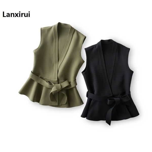 new spring and autumn women's jacket with belt ruffles vest waistcoat women casual ol coat 1027, Black;white
new spring and autumn women's jacket with belt ruffles vest waistcoat women casual ol coat 1027, Black;white