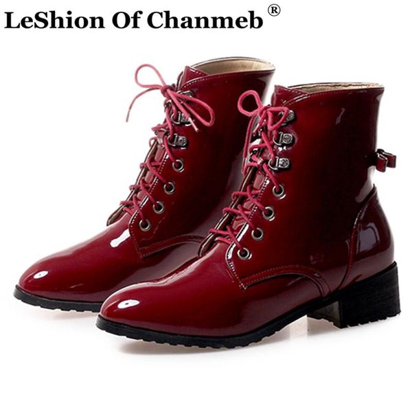 big size 12 ladies shiny patent leather ankle boots lace up shoes women's medium block heels black white wine red booties winter
big size 12 ladies shiny patent leather ankle boots lace up shoes women's medium block heels black white wine red booties winter
