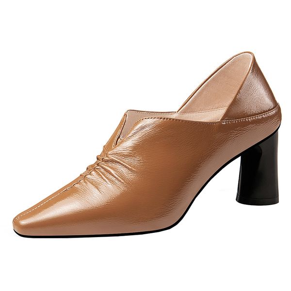 2021 new leather spring shoes black woman offlce m4qo