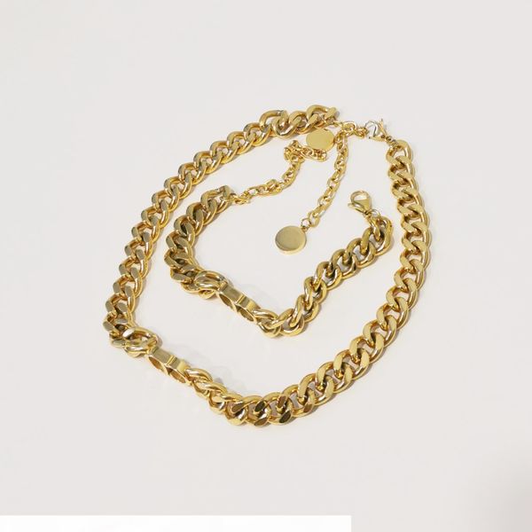 new luxury designer jewelry women necklaces gold thick chain necklace with d pendant stainless steel bracelet necklace set fashion chain, Golden;silver
new luxury designer jewelry women necklaces gold thick chain necklace with d pendant stainless steel bracelet necklace set fashion chain, Golden;silver