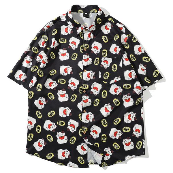 men's casual shirts hawaiian mens funny 3d lucky cat turn down collar short sleeve men button streetwear beach camisa, White;black
men's casual shirts hawaiian mens funny 3d lucky cat turn down collar short sleeve men button streetwear beach camisa, White;black