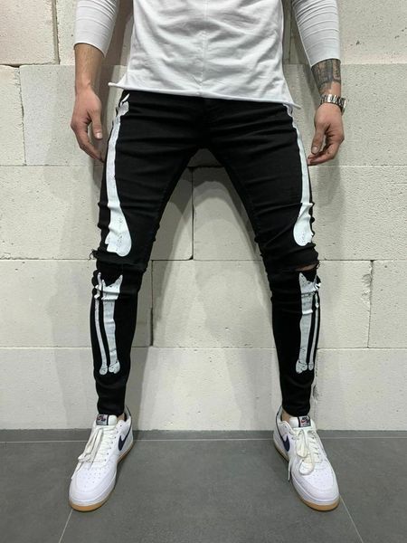 mens hole white printed jeans black slim fit stylish trousers male casual pencil pants, Blue
mens hole white printed jeans black slim fit stylish trousers male casual pencil pants, Blue