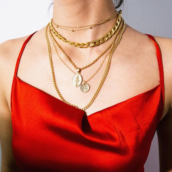 aousix sequined round bead multi-layered necklace retro coin plane geometric necklace relief portrait tassel choker for women, Silver
aousix sequined round bead multi-layered necklace retro coin plane geometric necklace relief portrait tassel choker for women, Silver