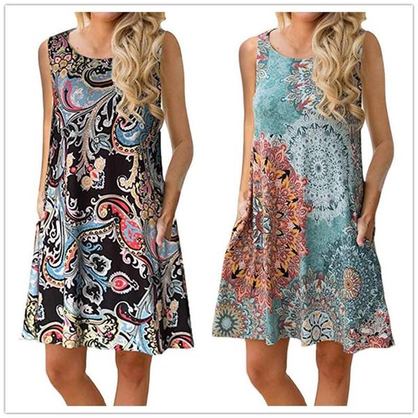 summer beach dress 2020 women sleeveless boho print dress casual o-neck pockets a-line loose plus size 2xl vestidos, Black;gray
summer beach dress 2020 women sleeveless boho print dress casual o-neck pockets a-line loose plus size 2xl vestidos, Black;gray