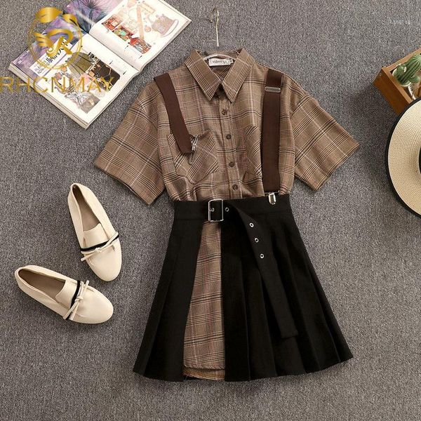 2 piece set women summer 2020 plaid turn down collar single breasted shirts + pleated high waist skirts fashion suits1, White
2 piece set women summer 2020 plaid turn down collar single breasted shirts + pleated high waist skirts fashion suits1, White