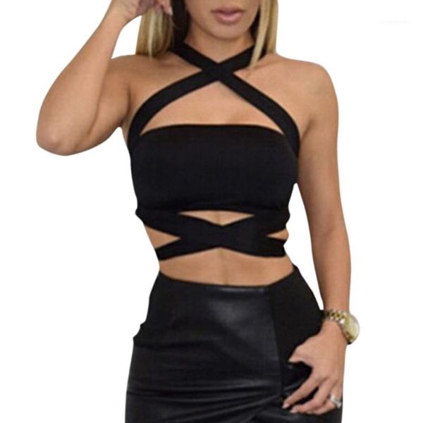 women summer criss cross halter bandage crop tank cut out bustier cami women tanks1, White
women summer criss cross halter bandage crop tank cut out bustier cami women tanks1, White