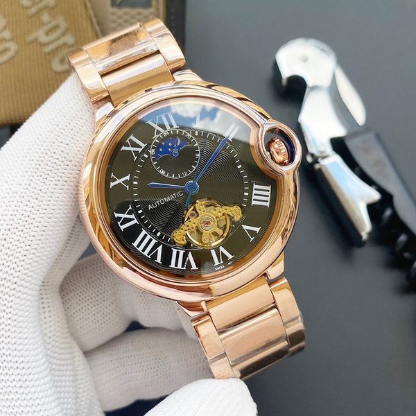 2021 new luxury mens watches large flywheel four stitches automatic mechanical watch moon phase wristwatches brand steel strap fashion gift, Slivery;brown
2021 new luxury mens watches large flywheel four stitches automatic mechanical watch moon phase wristwatches brand steel strap fashion gift, Slivery;brown