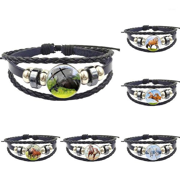 for women christmas gift fashion jewelry classic glass cabochon black leather bracelet bangle runny horse1, Golden;silver
for women christmas gift fashion jewelry classic glass cabochon black leather bracelet bangle runny horse1, Golden;silver