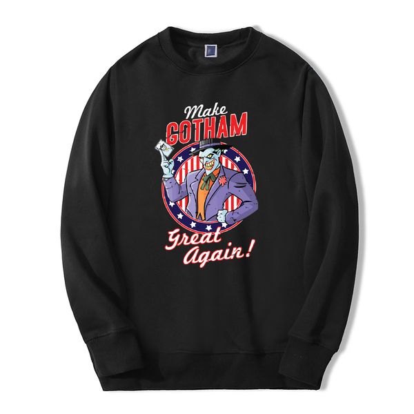 2019 autumn winter men sweatshirts make gotham great again joker warm fleece hoodies casual fashion comic hip hop streetwear, Black
2019 autumn winter men sweatshirts make gotham great again joker warm fleece hoodies casual fashion comic hip hop streetwear, Black