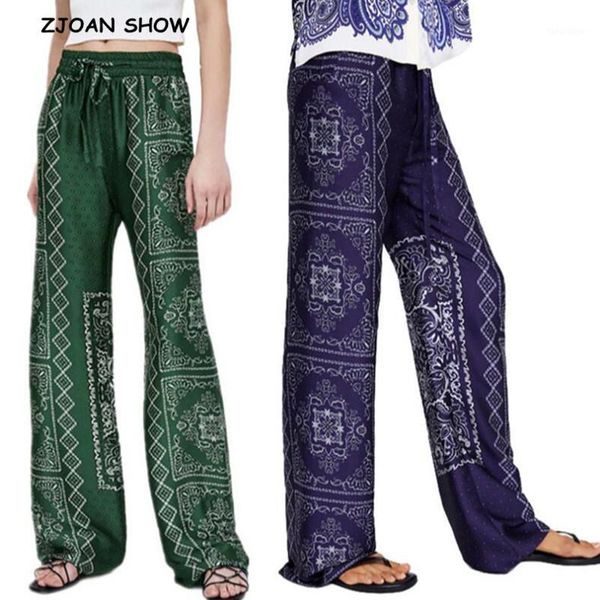 2020 spring new ethnic green geometric plaid print wide leg pants women bohemian high waist trousers casual loose long pants1, Black;white 
2020 spring new ethnic green geometric plaid print wide leg pants women bohemian high waist trousers casual loose long pants1, Black;white