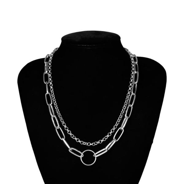 2021 hip hop double chain necklace women/men punk rock circle choker necklace vintage emo grunge goth jewelry, Silver
2021 hip hop double chain necklace women/men punk rock circle choker necklace vintage emo grunge goth jewelry, Silver