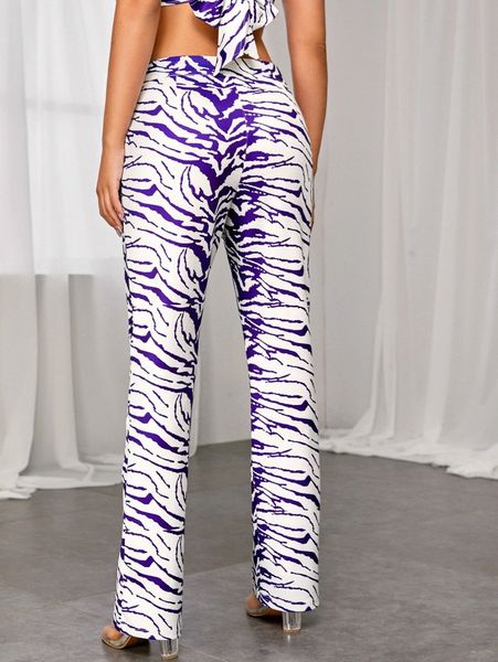 zebra stripe straight leg pants k8df#, Black;white 
zebra stripe straight leg pants k8df#, Black;white
