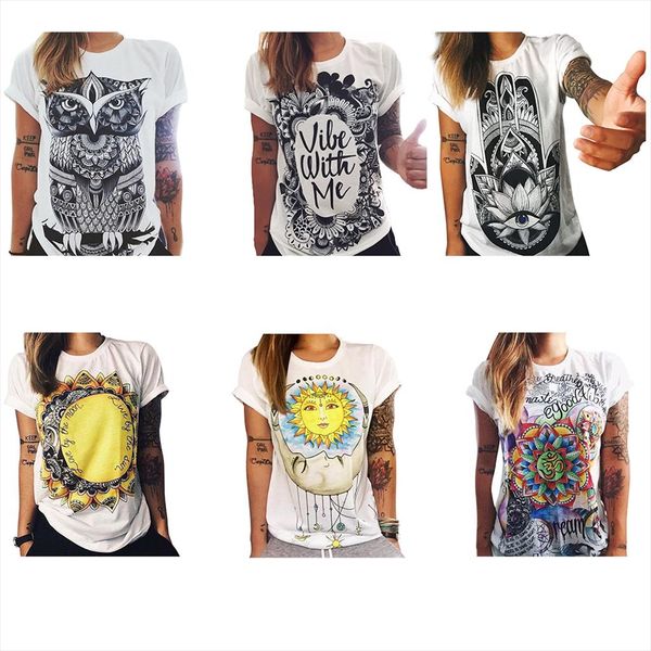 tshirt лето женщины футболки одежда для печати punk rock мода тройников европейский майка сова letters глаз рубахе, White
tshirt лето женщины футболки одежда для печати punk rock мода тройников европейский майка сова letters глаз рубахе, White