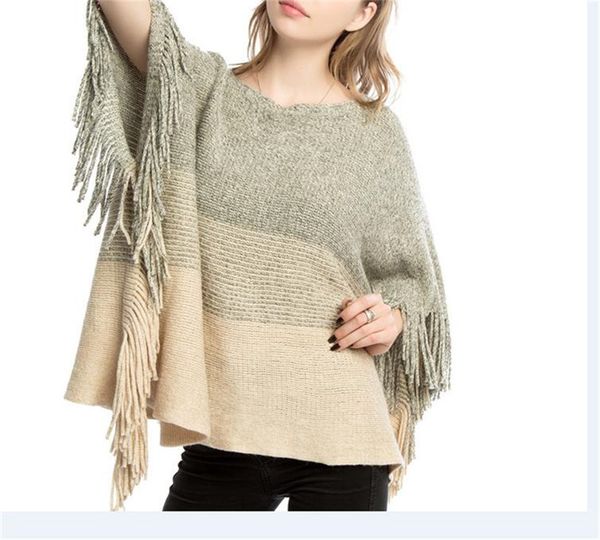 new arrive autumn and winter sweaters european and american girls shawls striped patchwork color gold silk shawls warm tassel cloak ly1223a, White
new arrive autumn and winter sweaters european and american girls shawls striped patchwork color gold silk shawls warm tassel cloak ly1223a, White