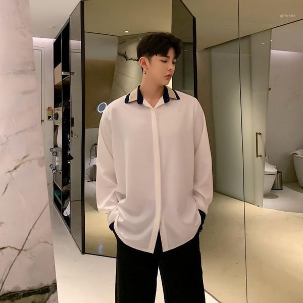men fashion long sleeve casual white shirt male streetwear stage show party nightclub loose dress shirts1, White;black
men fashion long sleeve casual white shirt male streetwear stage show party nightclub loose dress shirts1, White;black