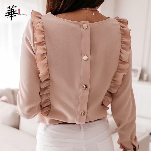 long sleeve women plus size elegant ruffle blouse fall women clothing blusas button up shirt women and bloues 201126, White
long sleeve women plus size elegant ruffle blouse fall women clothing blusas button up shirt women and bloues 201126, White