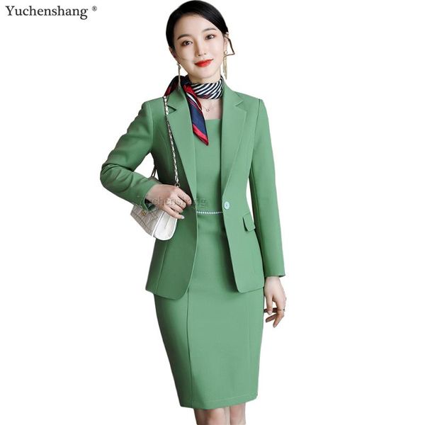 two piece dress elegant women skirt suit for business work interview el wear apricot green blue slim single button blazer set, White
two piece dress elegant women skirt suit for business work interview el wear apricot green blue slim single button blazer set, White
