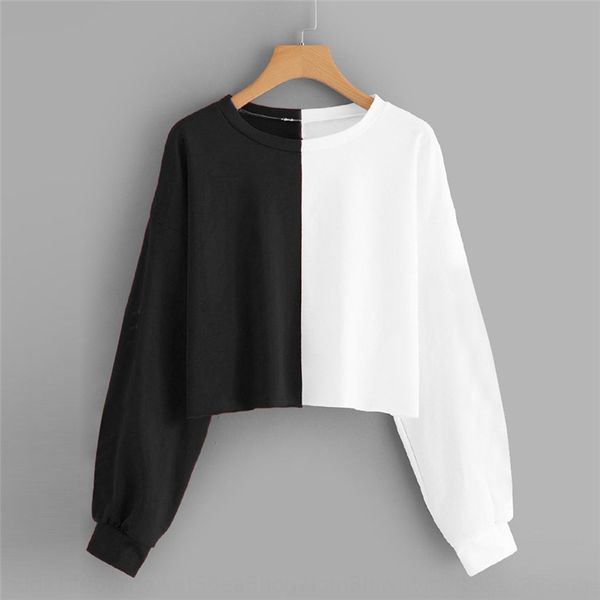 2020 new casual contrast sweatshirt sweatshirt color women's round neck long sleeve casual sports sweater 34n3o, Black
2020 new casual contrast sweatshirt sweatshirt color women's round neck long sleeve casual sports sweater 34n3o, Black