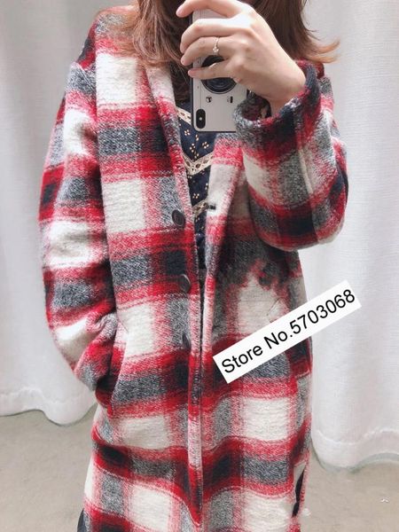 women's wool & blends ladies 2021 contrast plaid woolen v neck coat - women/female blend blue/red gingham checkered long style outerwea, Black
women's wool & blends ladies 2021 contrast plaid woolen v neck coat - women/female blend blue/red gingham checkered long style outerwea, Black
