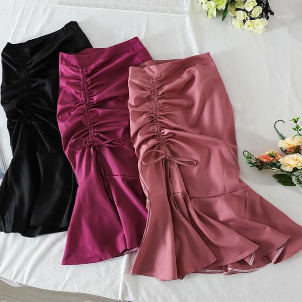 korean summer new simple casual solid drawstring lace-up high waist hip fishtail skirts women fashion streetwear 20201, Black 
korean summer new simple casual solid drawstring lace-up high waist hip fishtail skirts women fashion streetwear 20201, Black