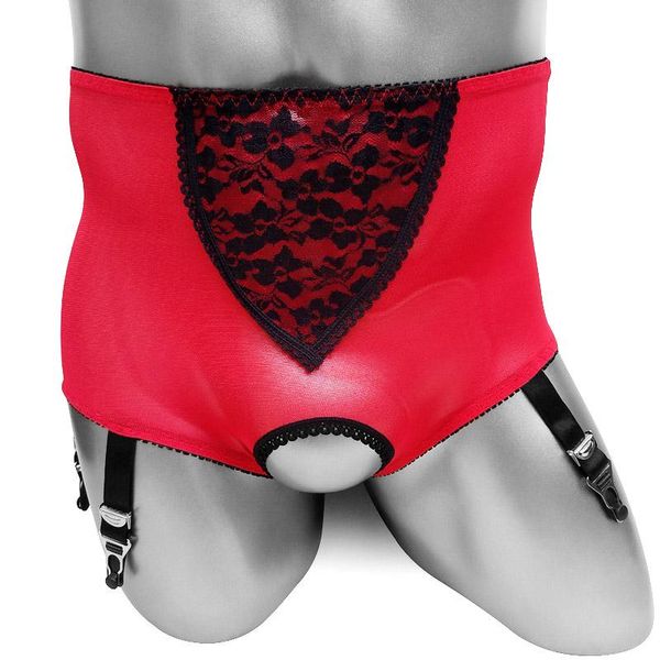 underpants crotchless lace sissy panties with stocking suspenders mens high waist boxers underwear lingerie for crossdressers, Black;white
underpants crotchless lace sissy panties with stocking suspenders mens high waist boxers underwear lingerie for crossdressers, Black;white