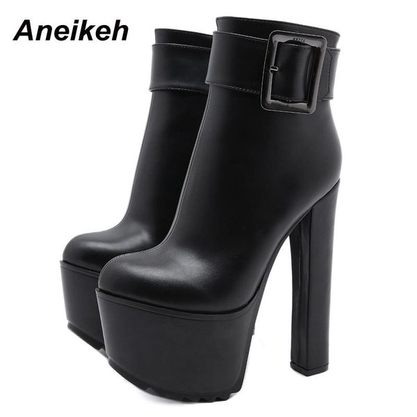 aneikeh new spring/autumn rome fashion buckle strap zipper solid button pu black round toe high-heeled ankle punk women's boots
aneikeh new spring/autumn rome fashion buckle strap zipper solid button pu black round toe high-heeled ankle punk women's boots