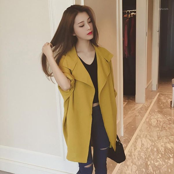 women autumn windbreaker 3/4 sleeve trench coat open stitch turn down collar female loose casaco feminino outerwear1, Tan;black
women autumn windbreaker 3/4 sleeve trench coat open stitch turn down collar female loose casaco feminino outerwear1, Tan;black