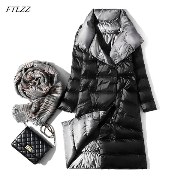 ftlzz ultra light long jacket women winter double sided slim white duck down coat single breasted turtleneck warm parkasx1016, Black;brown
ftlzz ultra light long jacket women winter double sided slim white duck down coat single breasted turtleneck warm parkasx1016, Black;brown