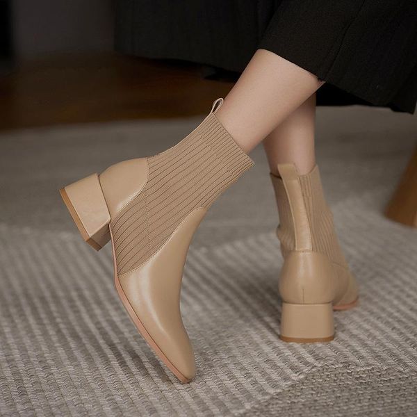 boots socks women's autumn and winter soft leather square toe thick-heeled single are thinner mid-heel knitted short, Black
boots socks women's autumn and winter soft leather square toe thick-heeled single are thinner mid-heel knitted short, Black