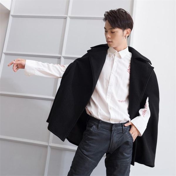 men's coat winter's new fashion men's woollen coat cape cape long loose trench woollen shawl1, Black
men's coat winter's new fashion men's woollen coat cape cape long loose trench woollen shawl1, Black