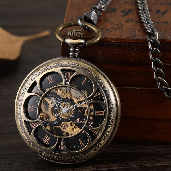 retro bronze hollow setampunk mechanical pocket watches vintage double-sided hollow-carved design roman dial mens pocket watch t200502, Slivery;golden
retro bronze hollow setampunk mechanical pocket watches vintage double-sided hollow-carved design roman dial mens pocket watch t200502, Slivery;golden