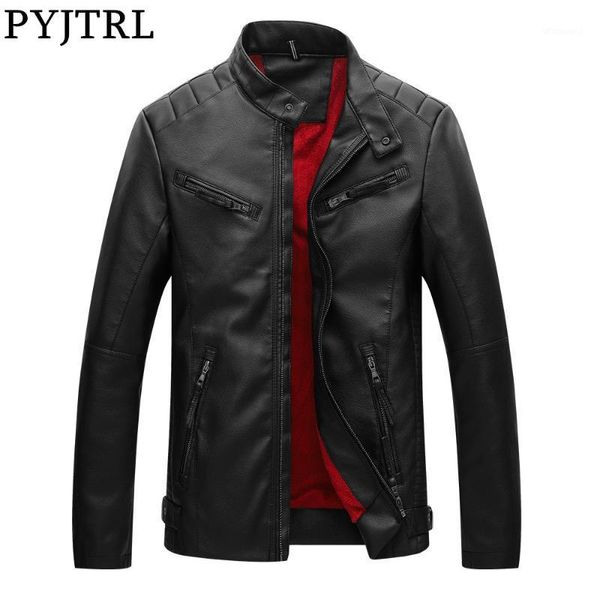 pyjtrl autumn winter thickened fleece men's pu leather coat fashion casual stand collar zipper motorcycle leather jacket outwear1, Black
pyjtrl autumn winter thickened fleece men's pu leather coat fashion casual stand collar zipper motorcycle leather jacket outwear1, Black