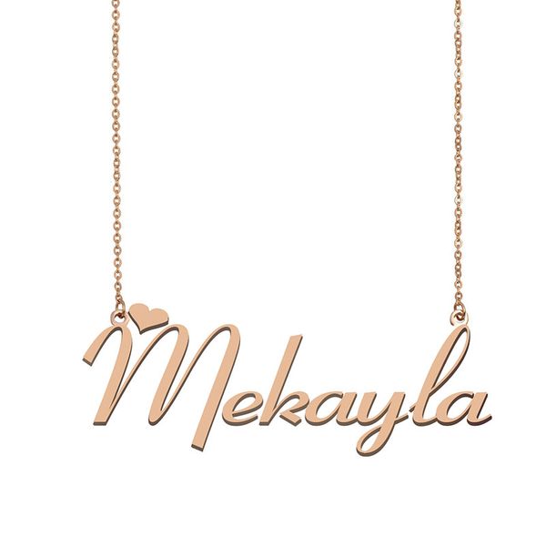 mekayla name necklace custom nameplate pendant for women girls birthday gift kids friends jewelry 18k gold plated stainless steel, Silver