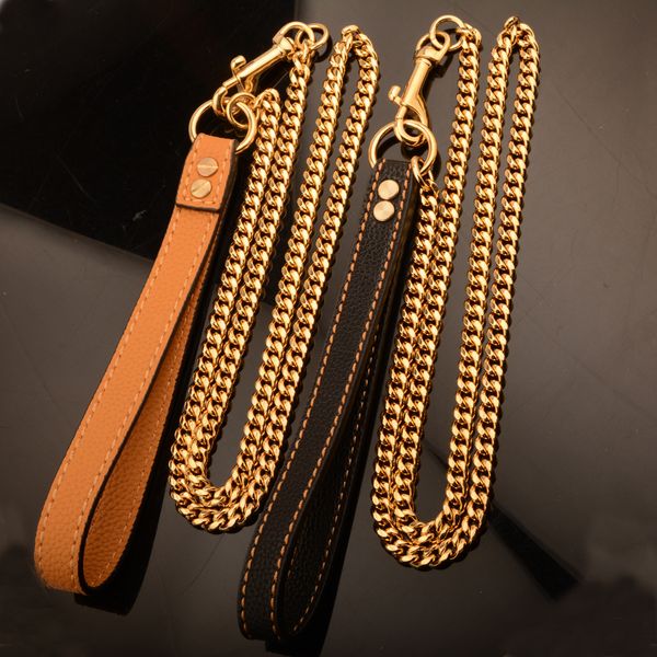 luxury 10mm stainless steel cuban link chain pet dog hand holding rope dog leash outdoor training chain brown black pu leather pull fashion, Golden;silver
luxury 10mm stainless steel cuban link chain pet dog hand holding rope dog leash outdoor training chain brown black pu leather pull fashion, Golden;silver