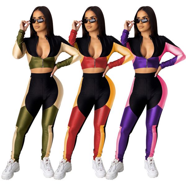 women tracksuits patchwork color long sleeves crop zipper jacket coats pants leggings casual two-piece outfits sports suits cz111202, Gray
women tracksuits patchwork color long sleeves crop zipper jacket coats pants leggings casual two-piece outfits sports suits cz111202, Gray